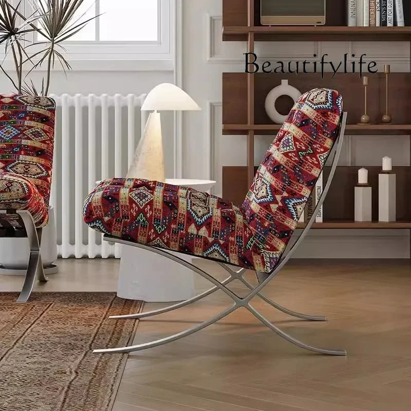 LL Stainless Steel Relaxing Chair Sturdy and Durable Single-person Sofa Chair Modern Leisure Chair Luxury Living Room Furniture