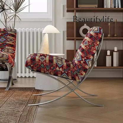 LL Stainless Steel Relaxing Chair Sturdy and Durable Single-person Sofa Chair Modern Leisure Chair Luxury Living Room Furniture