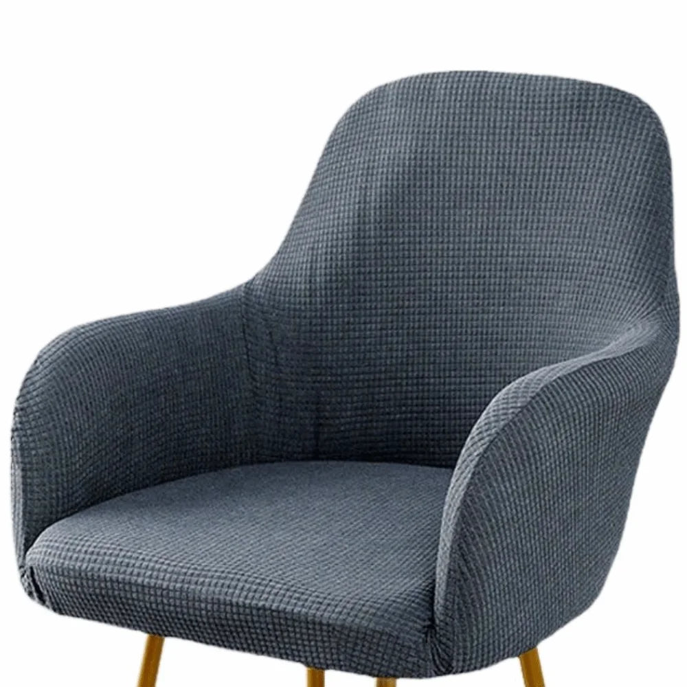 Simple Elastic Curved Chair Cover Plaid All-wrap Solid Color Seat Protection Dust Proof Flannel Wear for Chairs Family Dinner
