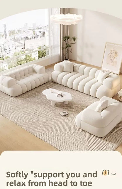 French style, cream style, Nordic, minimalist, fabric, sofa, living room, small apartment
