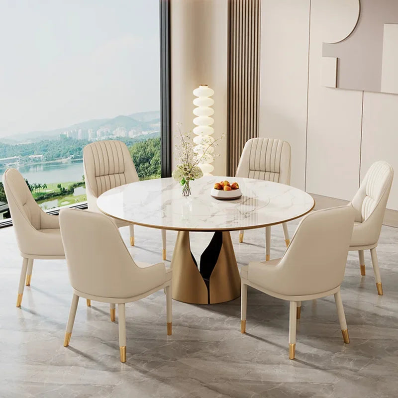 Modern Faux Dining Chairs Kitchen Metal Leather Nordic Home Dining Chairs Luxury European Chaises Salle Manger Furnitures