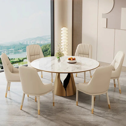 Modern Faux Dining Chairs Kitchen Metal Leather Nordic Home Dining Chairs Luxury European Chaises Salle Manger Furnitures