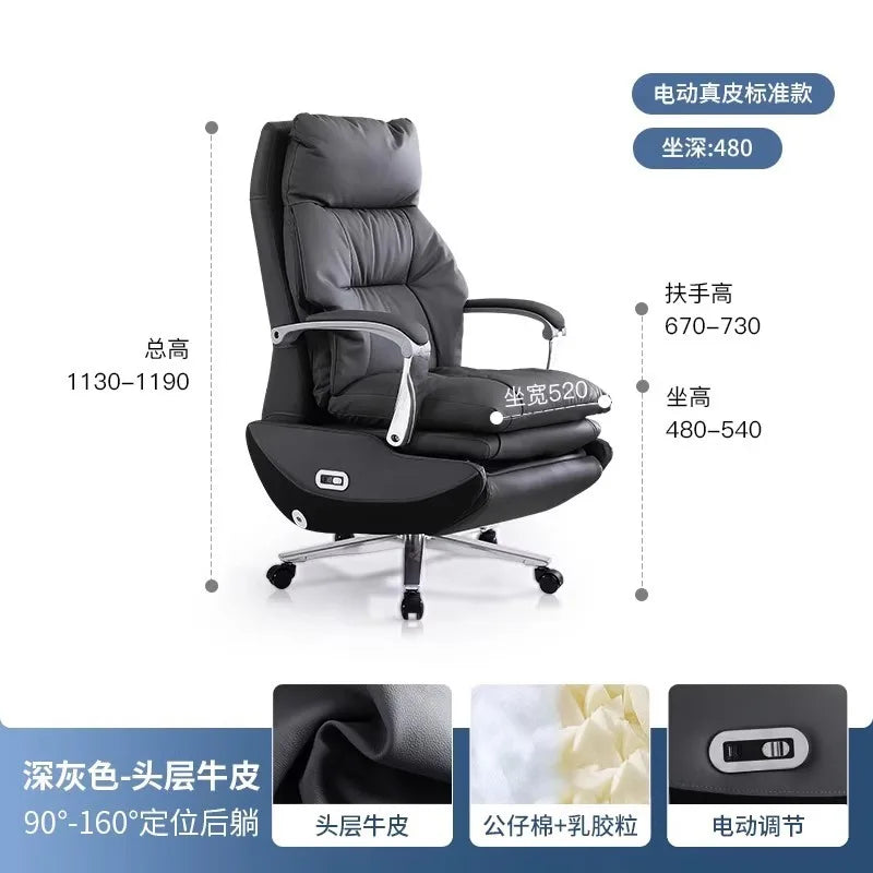 AOLIVIYA Top Layer Cowhide Electric Executive Chair for Home Office Comfortable Computer Swivel Chair Business President Reclini
