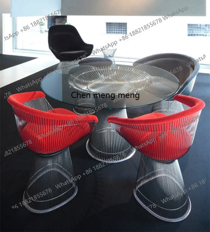 New Design Dining Chair Furniture Stainless Steel With Chrome Legs Fabric Lounge Chair Upholstered Restaurant Chairs