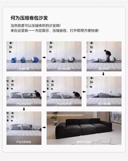 Simple Style Vacuum Compression Living Room Sofa Light Luxury Furniture Corduroy Sponge Filling Multi-Person Sofa Customization