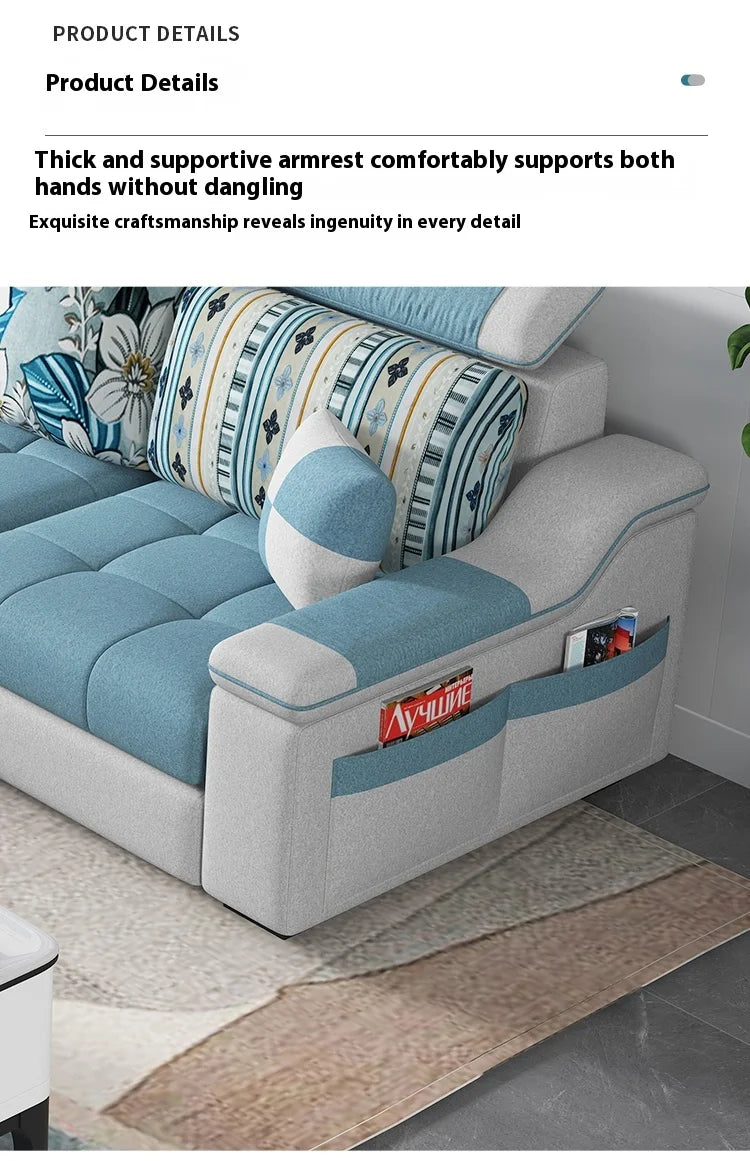 Modern minimalist Nordic fabric sofa with recliner family small apartment hotel living room bedroom