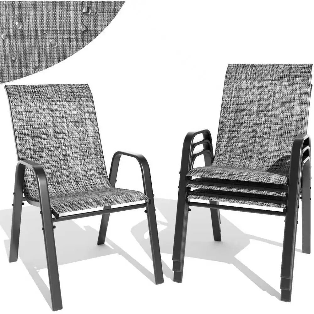 Patio Dining Chairs Set of 4 Outdoor Stackable Dining Chairs for All Weather 330lbs Capacity Heavy Duty Textilene Fabric Rustpro
