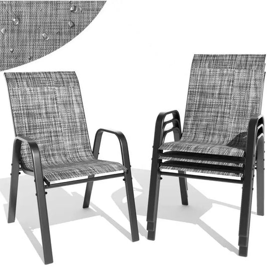 Patio Dining Chairs Set of 4 Outdoor Stackable Dining Chairs for All Weather 330lbs Capacity Heavy Duty Textilene Fabric Rustpro