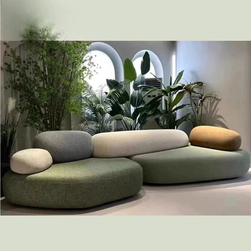 Italian Modern Minimalist Cobblestone Flat Sofa Light Luxury Cream Creative Combination for Living Room Reception Area Soft
