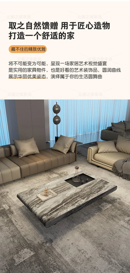 minimalist advanced sense modern simple living room household rectangular oval marble coffee table