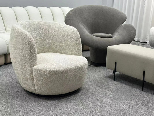 #y Elegant Accent Casual Black  Leather Lounge Chairs Single Sitting Room Arm Chair Living Room steel Flower fiberglass Armchair