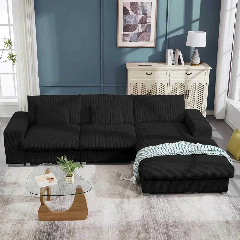 U Shaped Cloud Couch Sectionals Comfy White Sectional Couches for Living Room Modern Oversized Modular Sofas, Corduroy Large Big