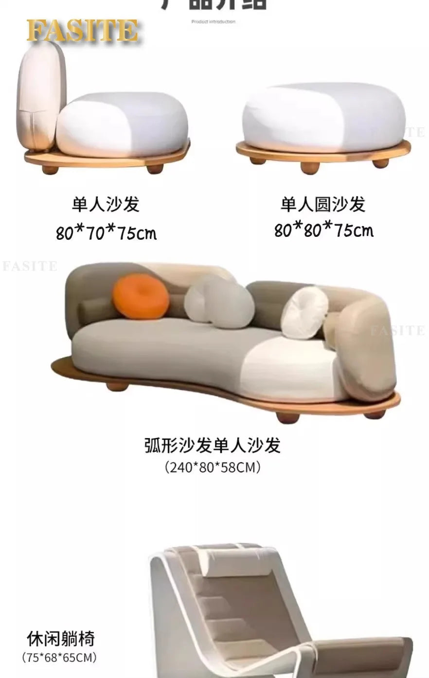 Outdoor teak courtyard Nordic style open-air famous villa anti-corrosion solid wood goose soft stone sofa