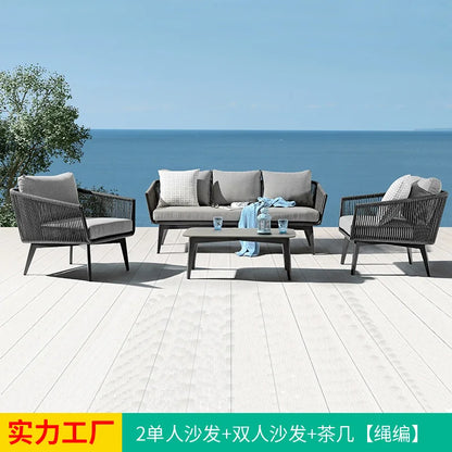 Outdoor Nordic Garden Sofas Hotel Balcony Combination Modern Garden Sofas Terrace Metal Furniture Divano Di Giardino MHHYSF
