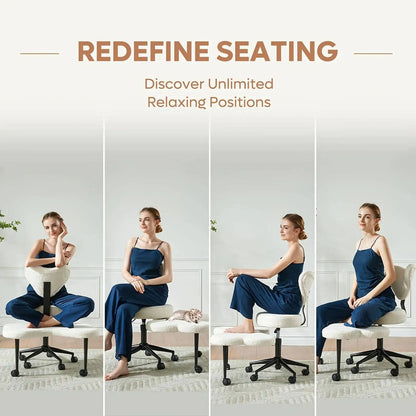 Cross Leg Chair - Meditation Chair with Wheels, ADHD Chair, Height Adjustable Seat, Adjustable Footstool