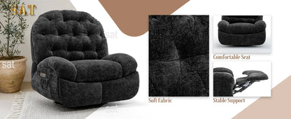 Oversized Swivel Recliner Chair, Comfortable Soft Shell Shaped Recliner with  Ports and Storage for Living Room