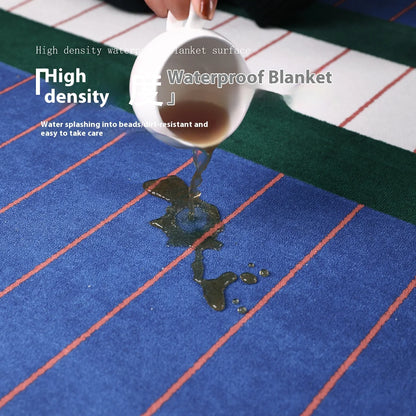 VIKAMA Blue Striped Living Room Rug Light Luxury Sofa Coffee Table Mat Retro Bedroom Lounge Large Area Carpet Home Decor