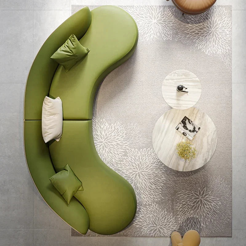 Minimalist light luxury leather sofa designer large apartment Italian large arc sofa