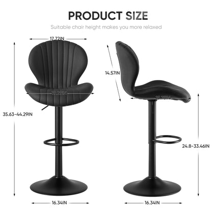 2pcs Bar Chair, 360° Rotating, Adjustable Height, Artificial Leather Upholstered With Backrest, Suitable For Dining Room