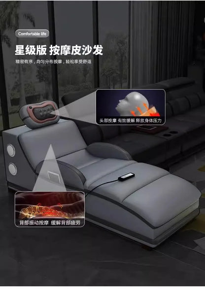 small apartment living room multi-functional massage light luxury Italian first layer cowhide 2024 new