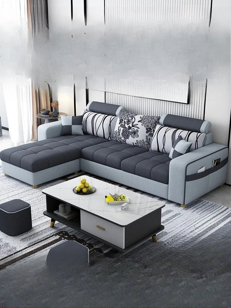 Modern simple fabric sofa living room household small apartment light luxury combination set