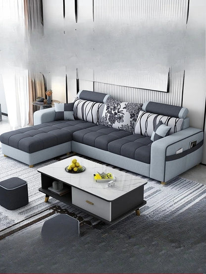 Modern simple fabric sofa living room household small apartment light luxury combination set