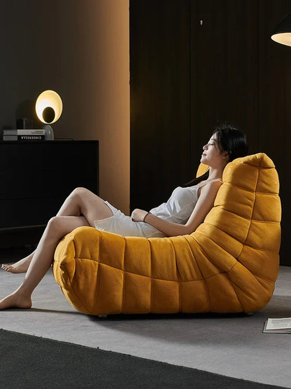Nordic flannel leather art single and double lazy sofa, caterpillar art small apartment balcony simple leisure reclining chair