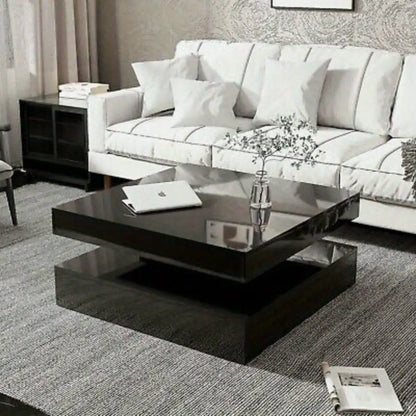 LED Coffee Table with Lights Center Cocktail Table Living Room High Gloss