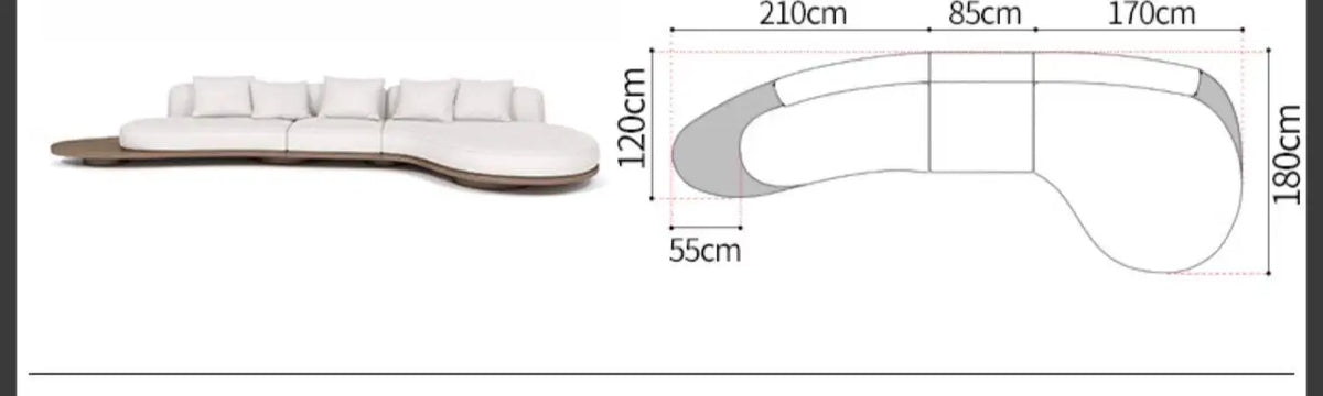 Walnut color special-shaped sofa disposable technology fabric modern wabi-sabi style living room home design sense
