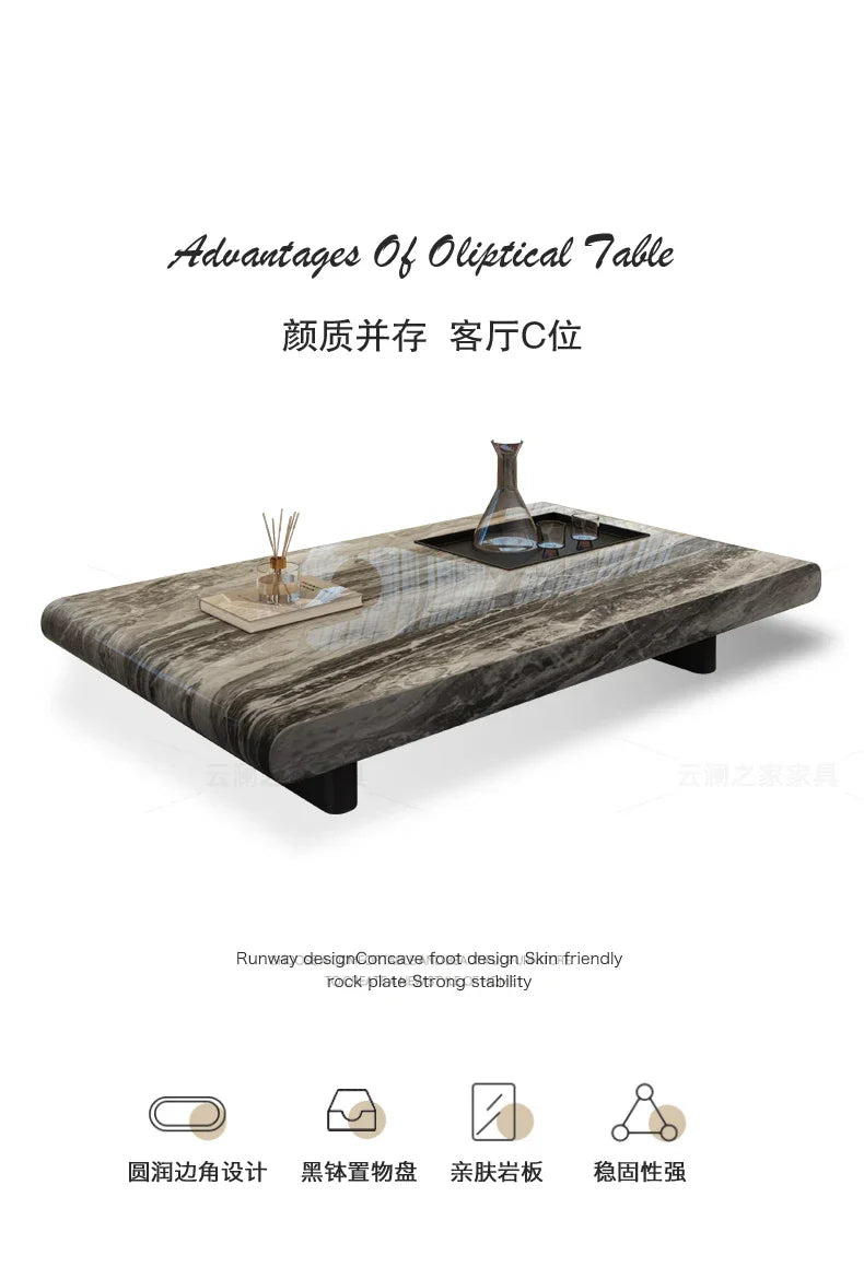 minimalist advanced sense modern simple living room household rectangular oval marble coffee table
