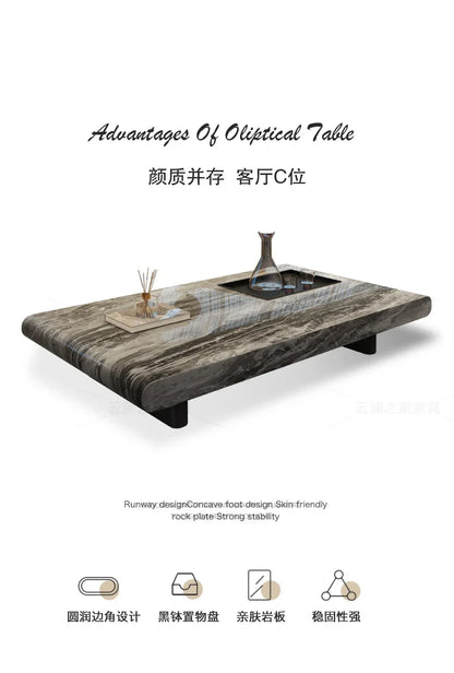 minimalist advanced sense modern simple living room household rectangular oval marble coffee table