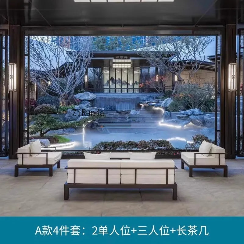 Outdoor sofa aluminum alloy outdoor waterproof sunscreen leisure sofa chair