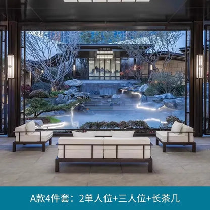 Outdoor sofa aluminum alloy outdoor waterproof sunscreen leisure sofa chair