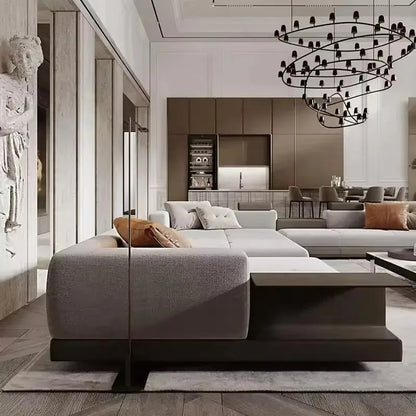 Italian Designer's Light Luxury and Minimalist Corner Living Room Fabric Sofa Combination Creative Furniture Hotel Coffee Shop