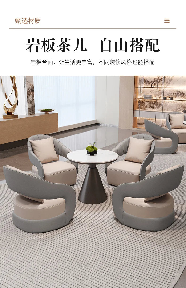YJQ Business Negotiation Table and Chair Set for Sales Office, Hotel Lobby Reception, Guest Reception, and Rest Area Sofa