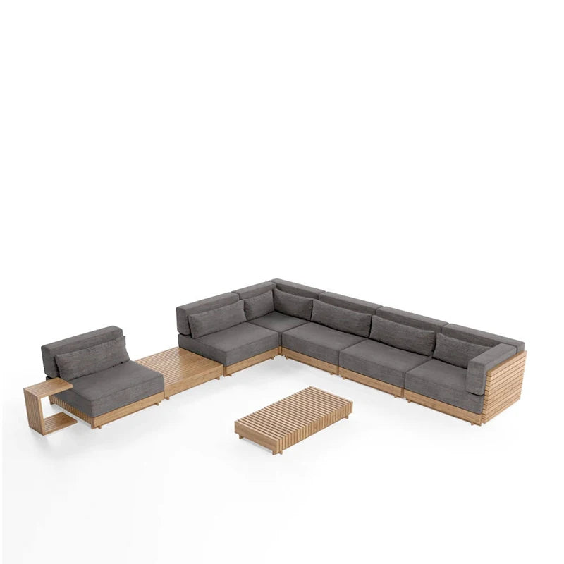 Outdoor Suit All-weather Modern Outdoor Teak Wooden Sofa Patio Furniture Luxury Design Sofa Set For Villa Outdoor Garden