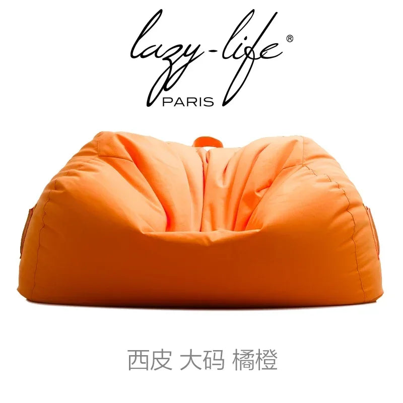 Light luxury leather lazy sofa bean bag balcony lying down single double large tatami seat