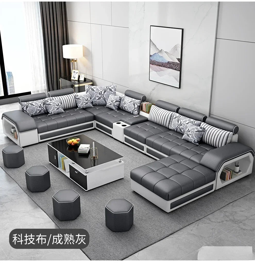 Set Di Divani In Tessuto Linlamim Per Soggiorno Con USB