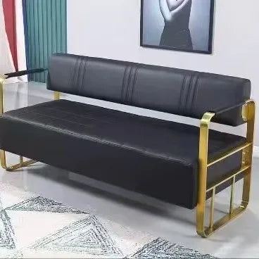 Sofa Barber Shop Waiting Stainless Steel Sofa Chair Fashion Hair Salon Hair Rest Chair Long