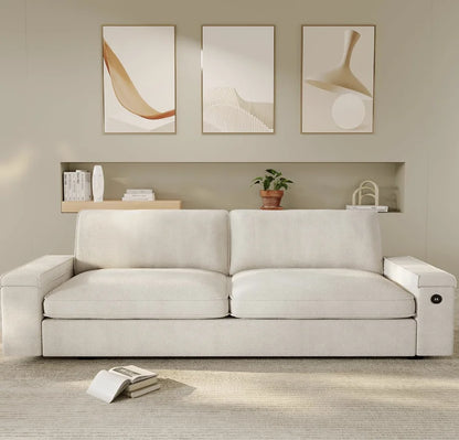 Modern Sofas Couches for Living Room, Comfy Couch with Extra Deep Seats, Oversized Loveseat Sofa with Storage and 2 USB Chargin