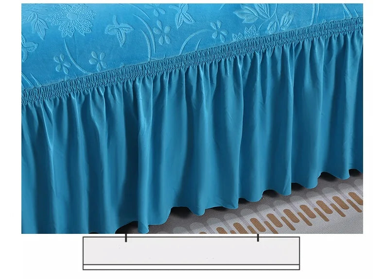 Luxury 1/2/3/4 Seater Slipcover with Elegant Skirt Solid Color Thickened Crystal Velvet Jacquard European Full Cover Non-Slip