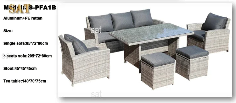 Modern Luxury Lounge Waterproof Patio Couch Sofa Garden Set Fire Pit Aluminum Wicker Rope Rattan Outdoor