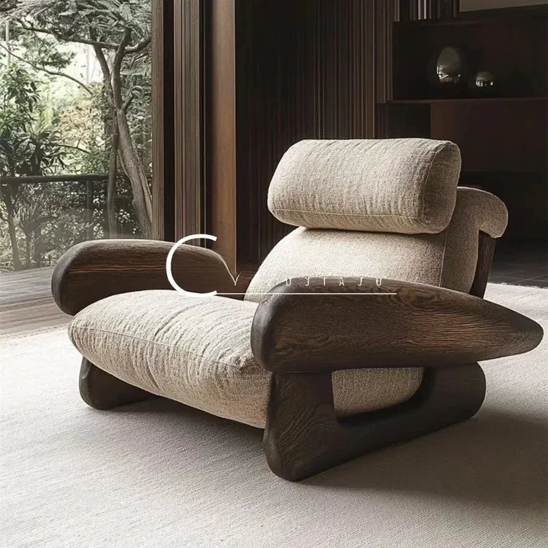 Italian style, retro solid wood leisure, living room bedroom single, medieval single sofa chair