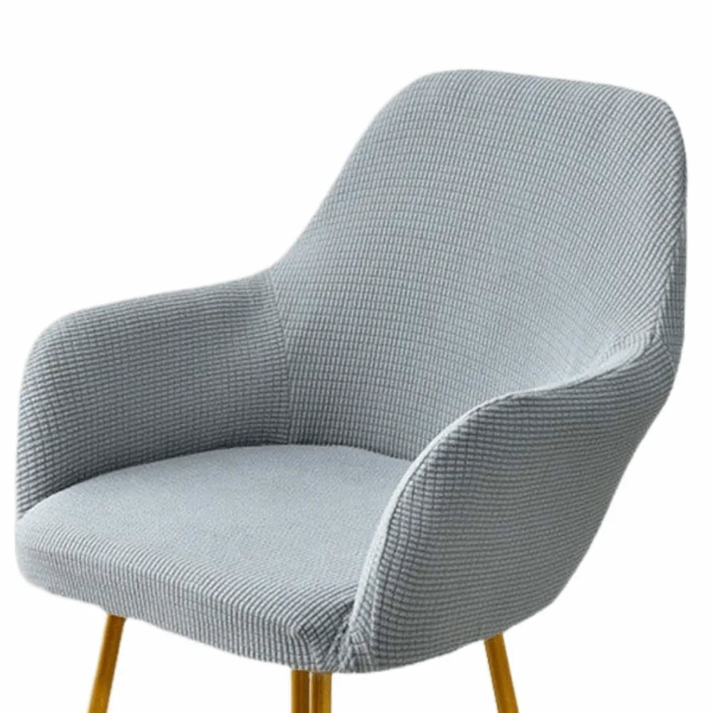 Simple Elastic Curved Chair Cover Plaid All-wrap Solid Color Seat Protection Dust Proof Flannel Wear for Chairs Family Dinner