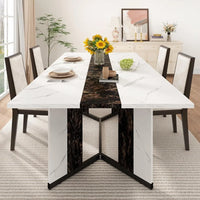 71 inch Dining Table for 4 5 6 | Modern Rectangular Kitchen Table W/Waterproof Wood Tabletop,Farmhouse Long Dining R