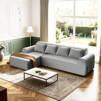 105.5" Cloud Boneless Sectional Sofa for Living Room, 4-Seater L-Shaped Comfy Couch with Ottoman, 4 Pillows, Deep, Customized