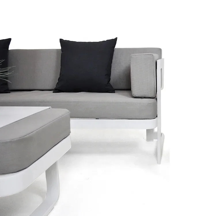 #v White Modern Cheap Patio Conversation Loveseat Couch Furniture Outdoor Garden Aluminum Sectional Sofa Set on Sale