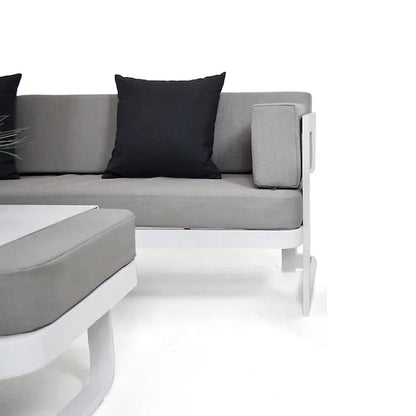 #v White Modern Cheap Patio Conversation Loveseat Couch Furniture Outdoor Garden Aluminum Sectional Sofa Set on Sale