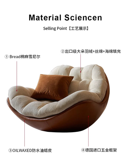 Great discounts Italian minimalist rotating single sofa designer fabric balcony single chair medieval leisure recliner