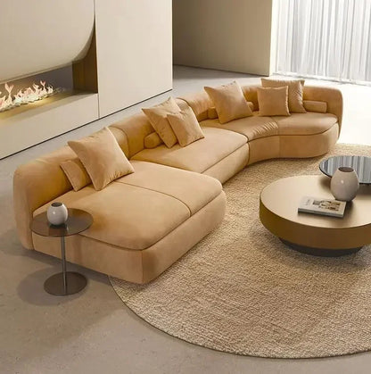 Italian Modern Simple Light Luxury Hotel Living Room Cream Style Solid Wood Fabric Sofa